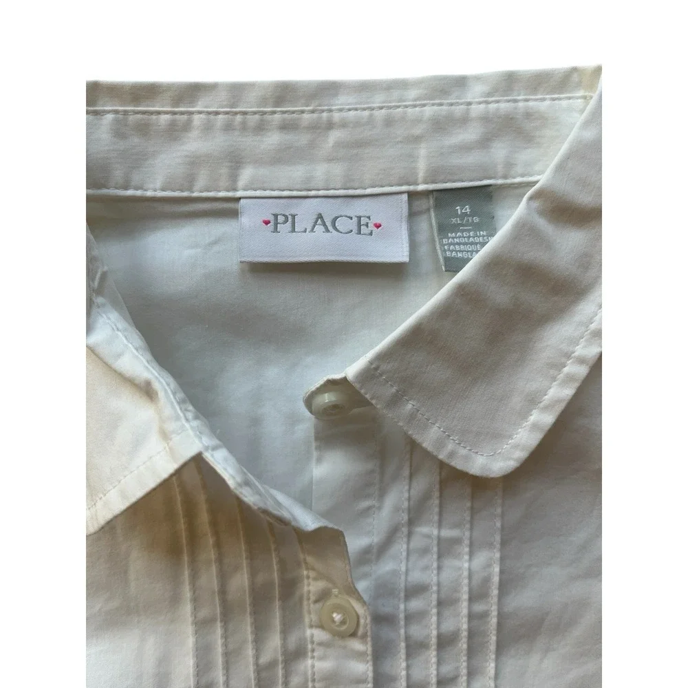 The Children's Place Girls Size 14 White Long Sleeve Blouse Uniform Button Up